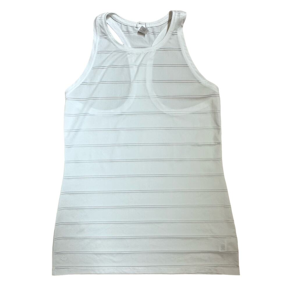 Athleta|Racerback‎ Tank|White Stripe|SZ XS